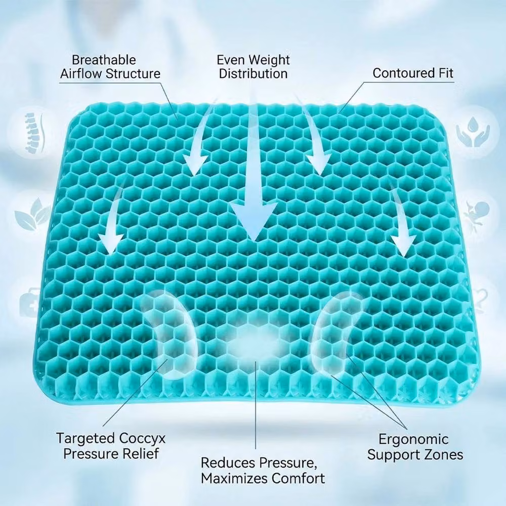 PAWNORA Soft Breathable Gel Foam Seat Cushion in Turquoise and Green for Adults – 2