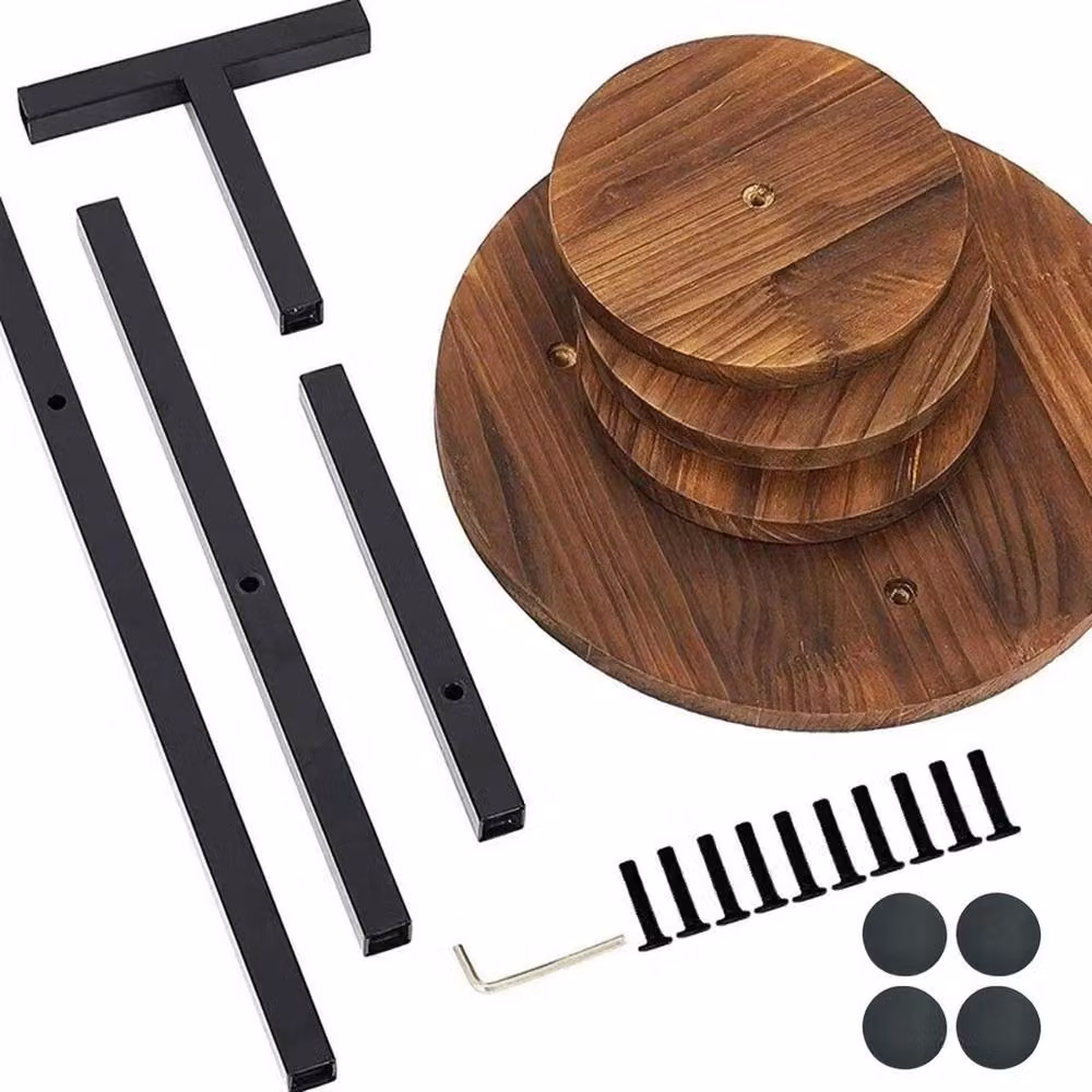 PAWNORA 3 Tier Metal and Wooden Plant Display Stand in Brown, W: 100 cm, D: 15 cm, H: 15 cm – 2
