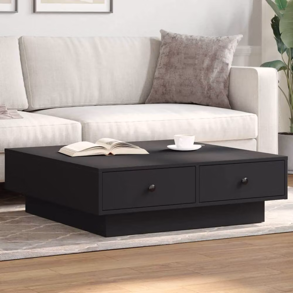 Berkfield Home Durable Black Coffee Table, W/D/H: 90 x 90 x 28 cm – 1