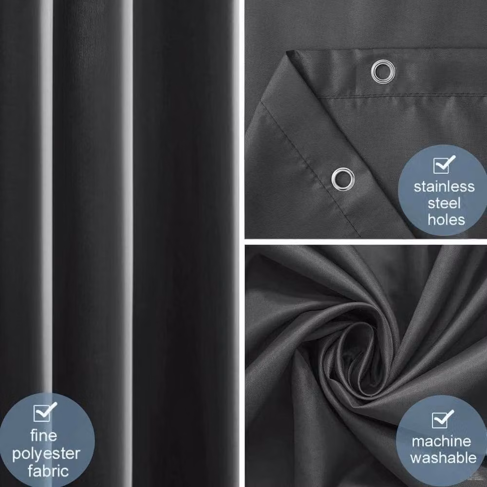 NESTLUNE Grey Polyester Fabric Shower Curtain, Waterproof and Mould Resistant with Weighted Hem – 5