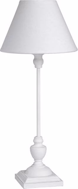 Lemon Pavilion Symi Slim Table Lamp in White and Wood, W/D/H: 22 x 22 x 45 cm
