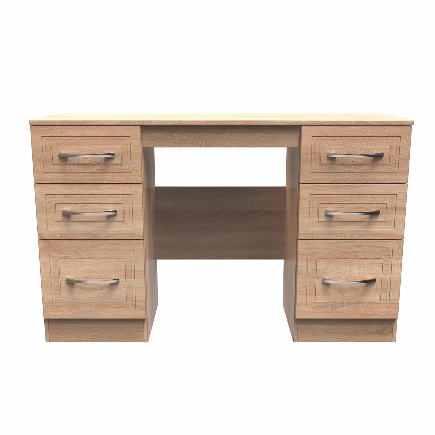 2 U Oxford Ready Assembled 6 Drawer Kneehole Writing Desk in Natural Brown – 2