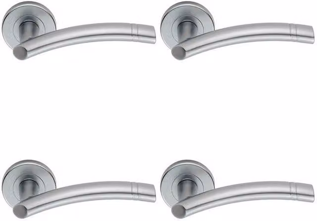Loops 4x Pair Arched Round Bar Handles with Ring Detailing and Concealed Fixings in Satin Chrome