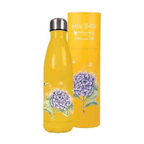 Wrendale Designs Hydrangea Bee Reusable Stainless Steel Vacuum Insulated Water Bottle, 500ml, Yellow and Multicolour