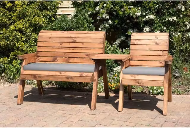 Charles Taylor 3 Seat Straight Companion Set with Grey Seat Cushions