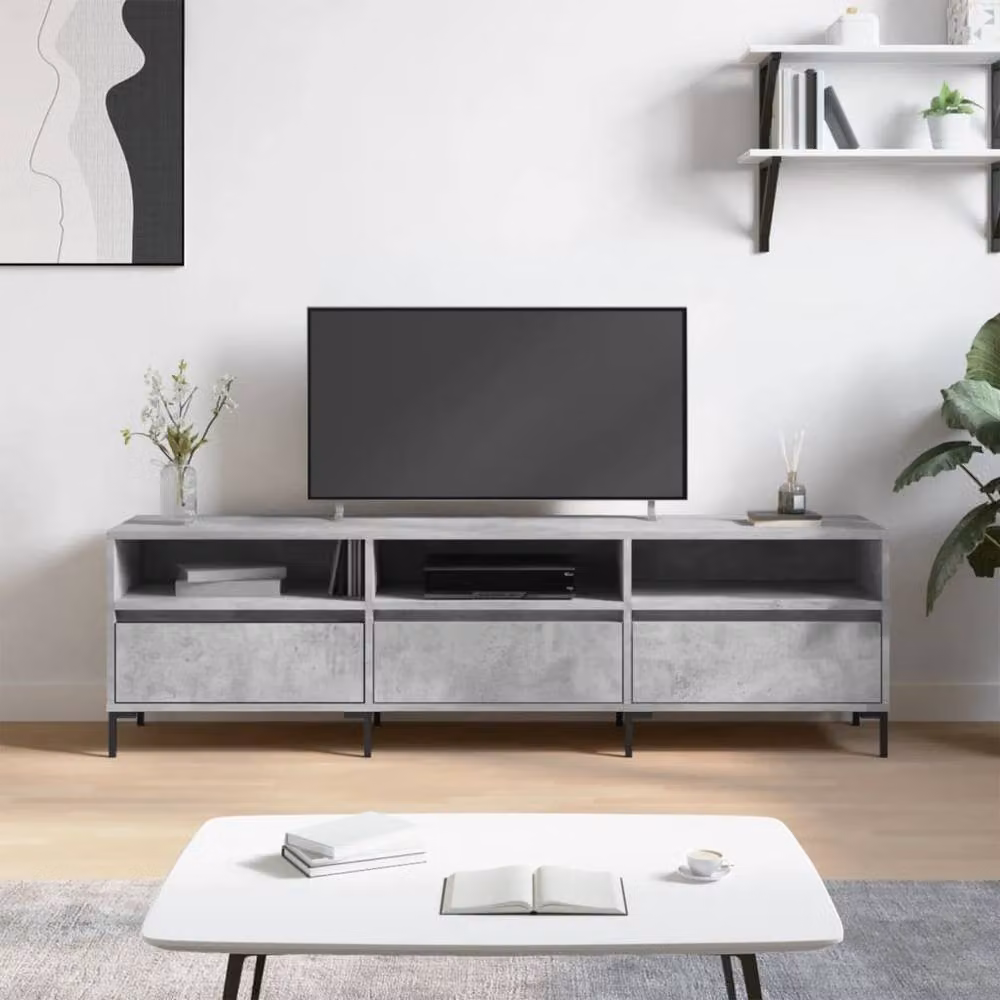 Berkfield Home Industrial TV Cabinet in Concrete Grey, W/D/H: 150 x 30 x 44.5 cm – 2