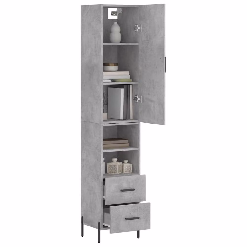 Berkfield Home Highboard in Concrete Grey, W/D/H: 34.0 x 34.5 x 180 cm – 2