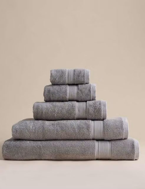 M&S Super Soft Pure Cotton Marble Grey Towel