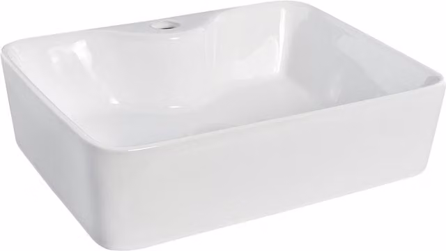 Balterley White Rectangular Soft Square Countertop Vessel Basin, W: 48.5 cm, D: 48.5 cm, H: 13.5 cm