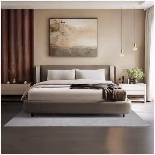 tectake Grey Fluffy Short-Pile Rug, Allergy-Friendly, Washable and Non-Slip, W/D: 140 x 200 cm