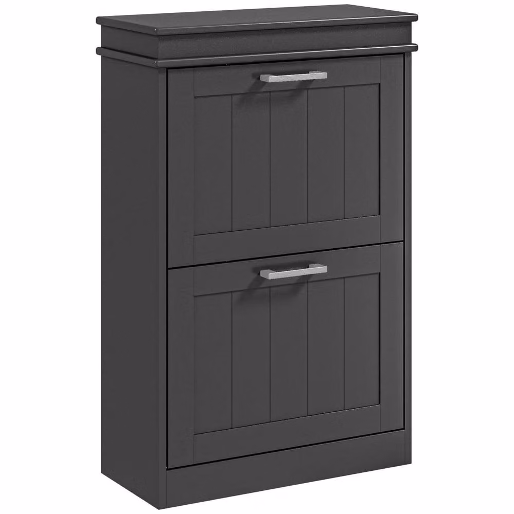 Wyld Haus Fadivi Raka Black Wall Mounted 2 Drawer Shoe Cabinet with Tilting Compartments – 2