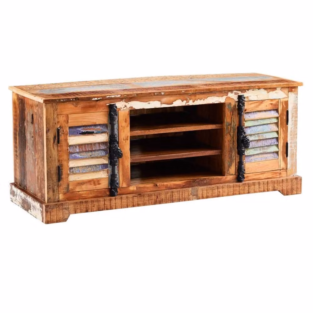 Wyld Haus Seattle Rustic Reclaimed Wood TV Cabinet in Brown – 2