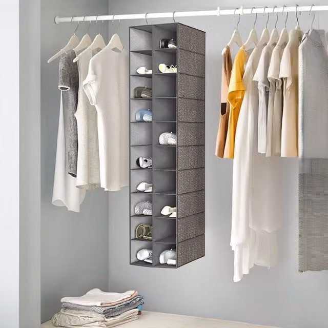 Livingandhome 20-Compartment Hanging Shoe Storage Organiser in Grey