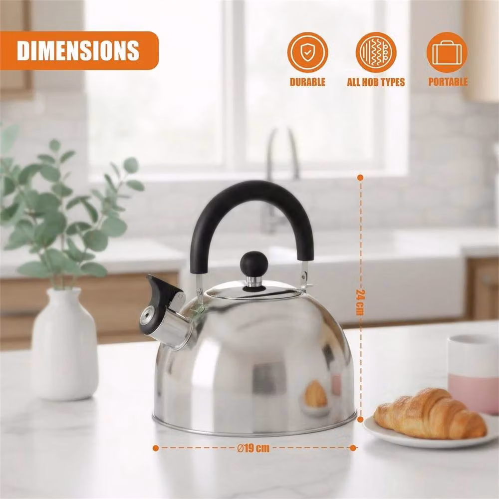 Havendro Stainless Steel Whistling Camping Kettle, 2.5 l, Silver – 2
