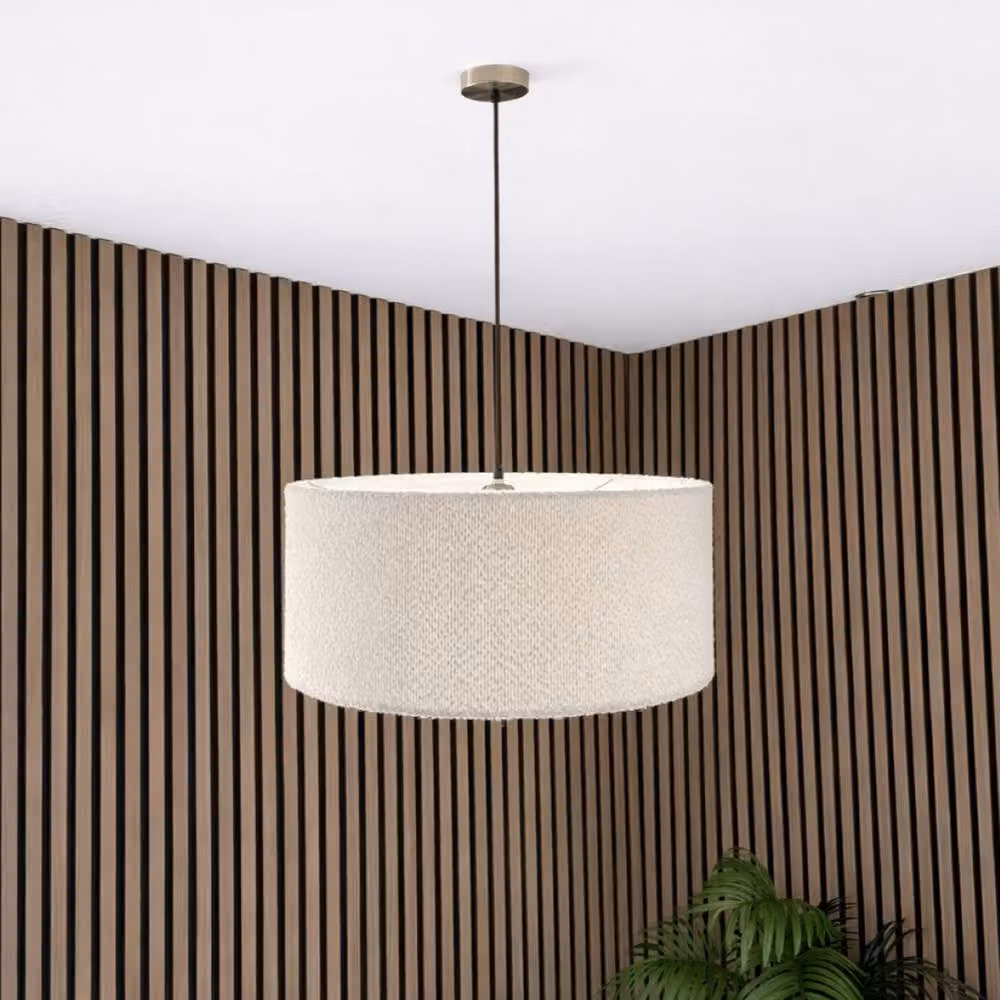 CGC Lighting Petra White Boucle Round Ceiling or Table Lamp Shade, Diameter: 45 cm – 2
