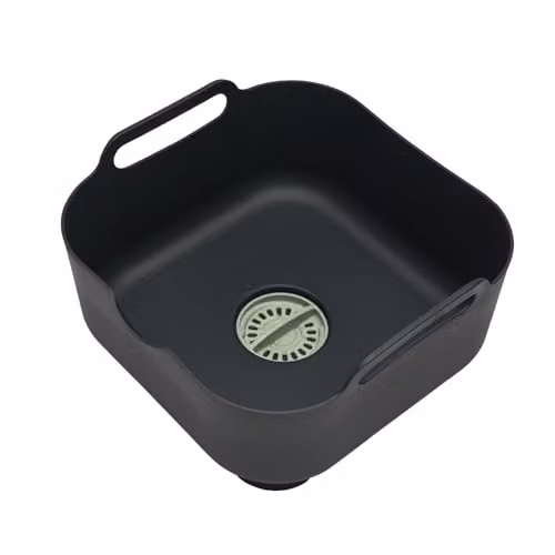 ReBorn Recycled Plastic Washing Up Bowl with Handles and Feet, 9L, Sage Green and Charcoal Grey – 1