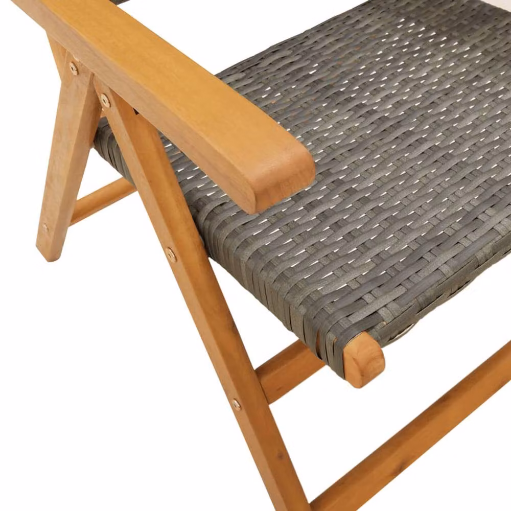 Berkfield Home Beautiful Garden Chairs, Set of 2, Grey Acacia Wood and Poly Rattan – 4