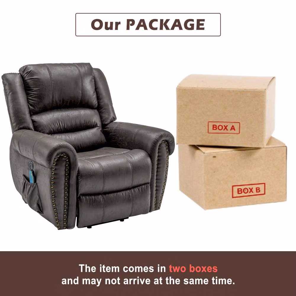 Matteo Heavy Duty Faux Leather Electric Power Lift Massage Recliner in Grey – 5