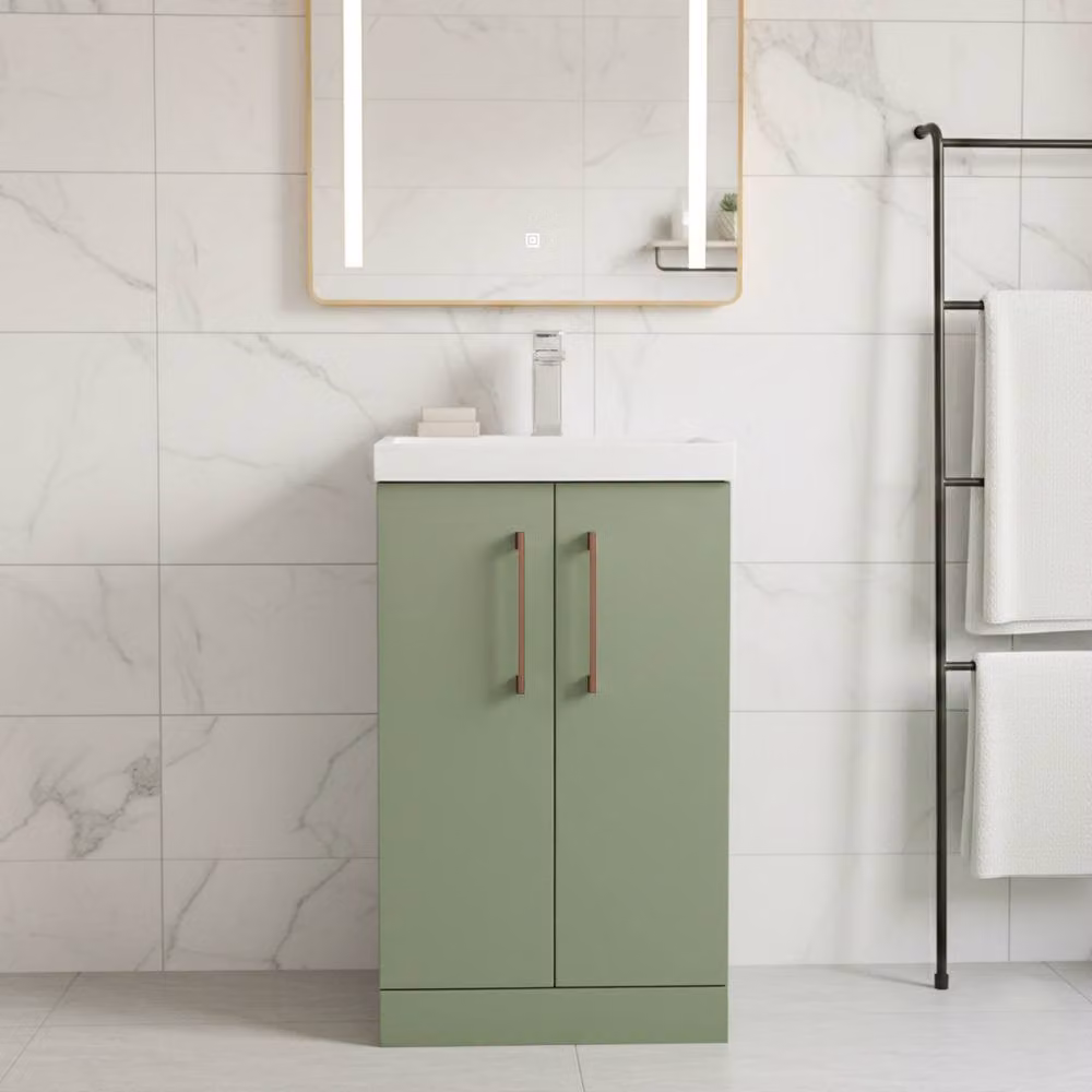 Balterley Modern Bathroom Vanity Unit with Basin and 2 Soft Close Doors, Green, W: 50 cm – 2
