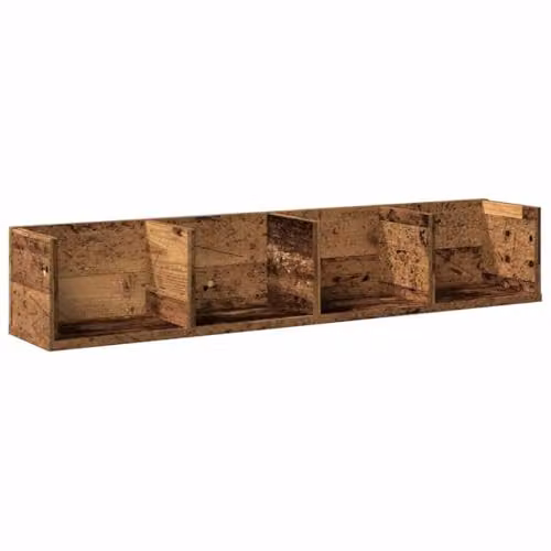 vidaXL CD Wall Shelf in Old Wood, Brown, W: 100 cm, D: 18 cm, H: 18 cm