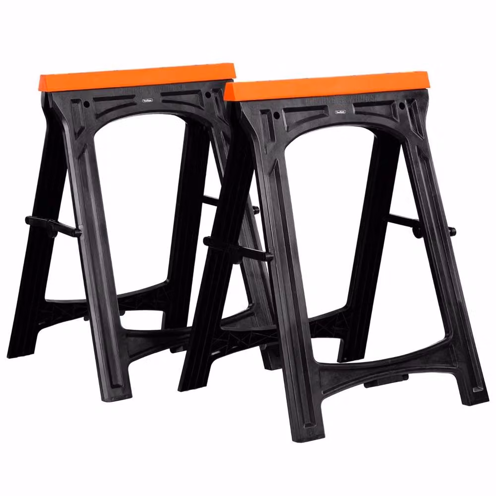 Nordara Folding Saw Horse Trestle with Twin Support Bars in Black, W: 1000 cm, H: 52 cm – 4