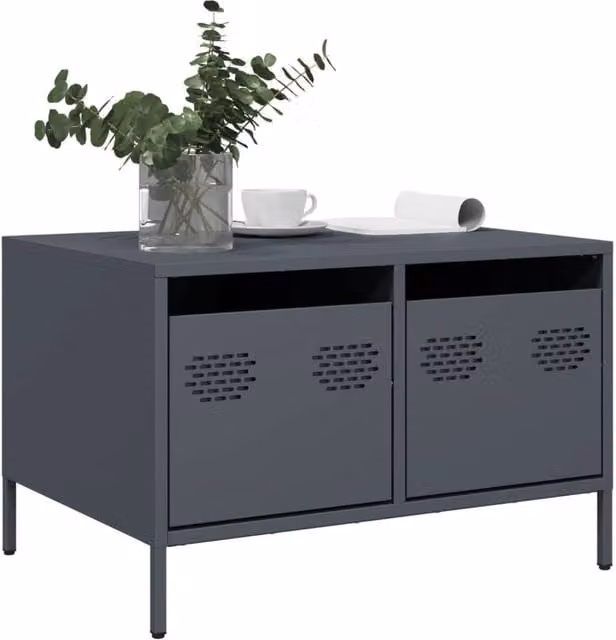 Berkfield Home Anthracite TV Cabinet in Matt Metal, W: 68 cm, D: 50 cm, H: 43.5 cm