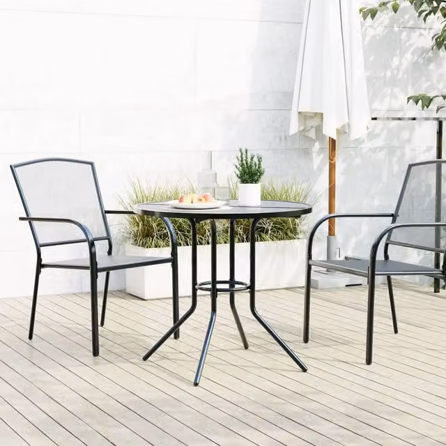 Berkfield Home Round Patio Table in Anthracite Grey, Powder-coated Steel, Diameter: 80 cm, Height: 72.5 cm – 1