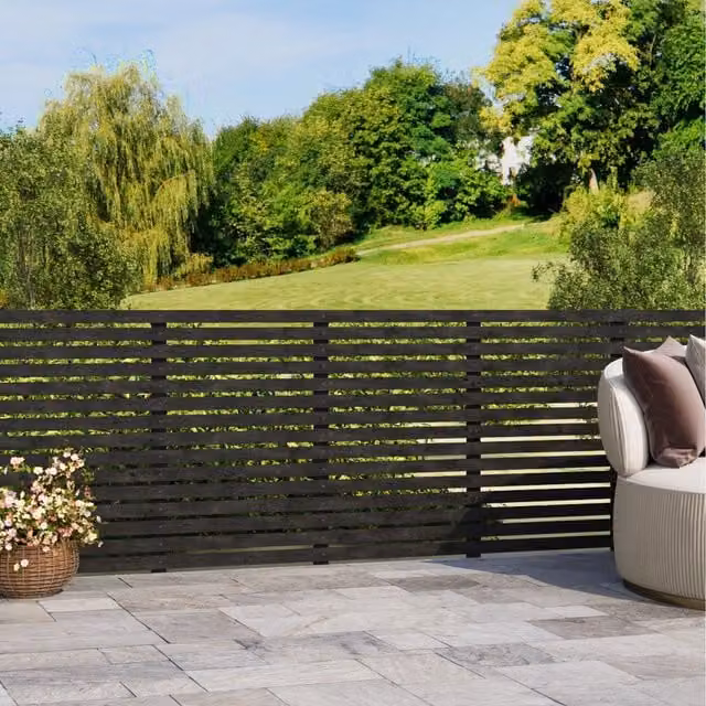 Komore Semi-Transparent Grey and Black Solid Wood Garden Fence Board, Height: 90 cm