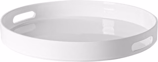 Argon Tableware Round Melamine Serving Tray, White, Diameter: 33 cm