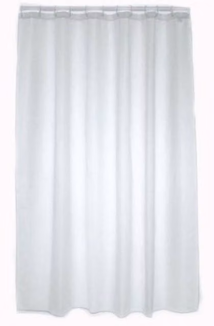 Blue Canyon Plain White Polyester Shower Curtain with Weighted Hem and Eyelets
