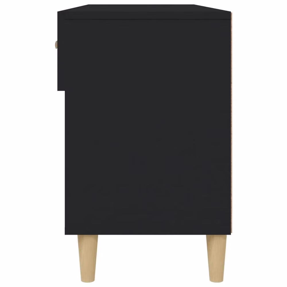 Berkfield Home Black Shoe Cabinet with Hinged Doors and Open Shelf, W/D/H: 102 x 35 x 55 cm – 3