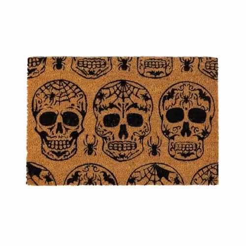 Nicola Spring Day of the Dead Halloween Coir Door Mat, Multicolour, W: 60 cm, D: 40 cm