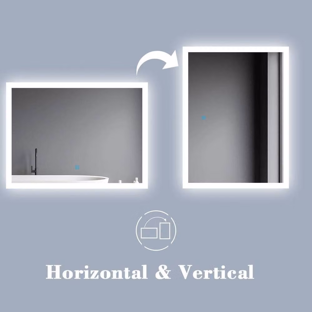 PAWNORA Bathroom Mirror with Lights, Silver, W: 120 cm, H: 70 cm – 2