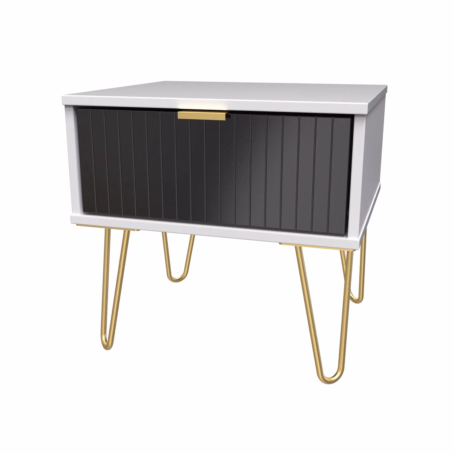 Ready Assembled 2 U Bexley 1 Drawer Bedside Table in True Black and Gold – 2