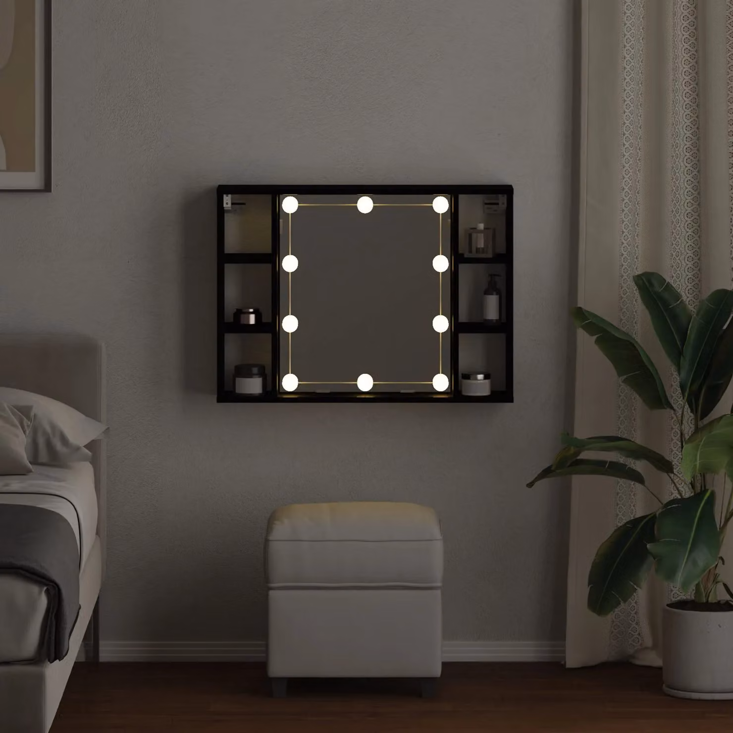 Berkfield Home LED Mirror Cabinet in Black Oak, W/D/H: 76 x 15 x 55 cm – 3