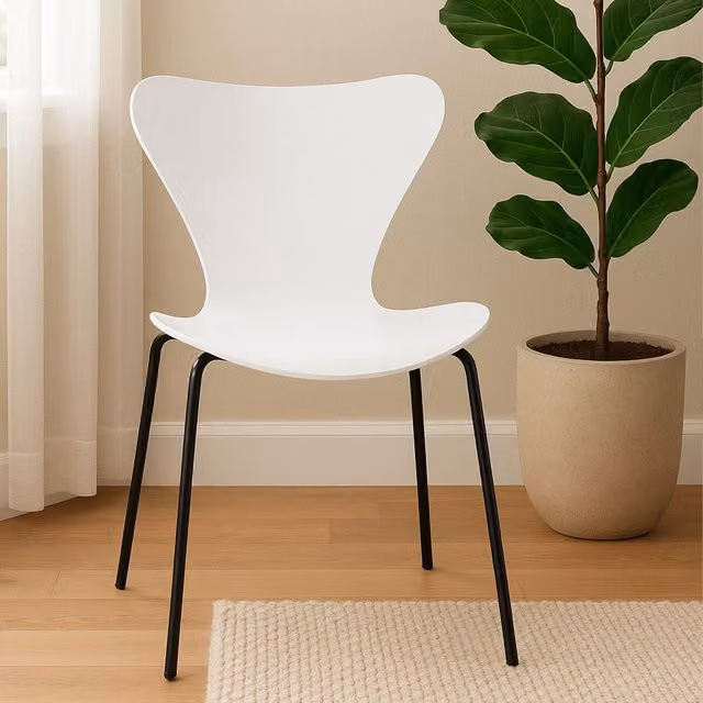 Orsina Laila Modern Dining Chair with White Seat and Black Metal Legs – 2