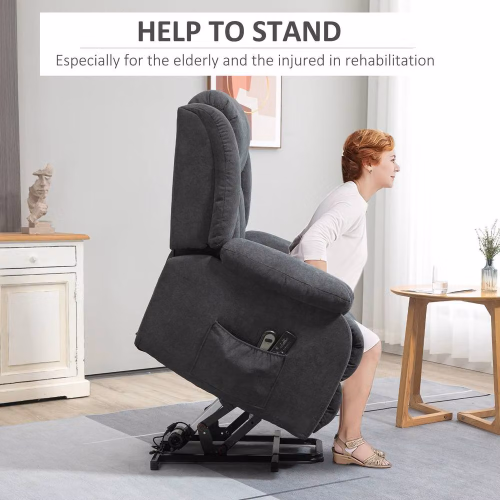 STILVORA Grey Fabric Powered Lift Assist Recliner Chair with Armrests – 5