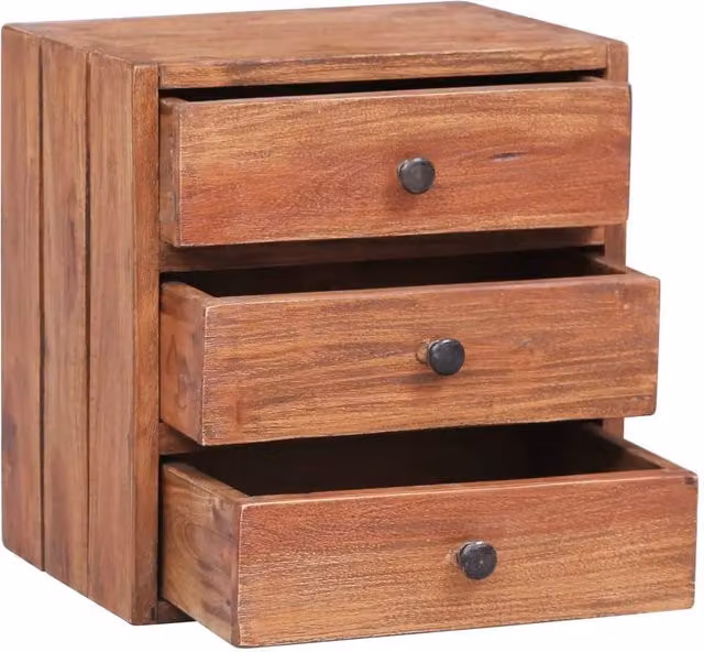 Berkfield Home Warm Bedside Cabinet with 3 Drawers in Brown Solid Reclaimed Wood W/D/H: 35 x 25 x 35 cm – 1