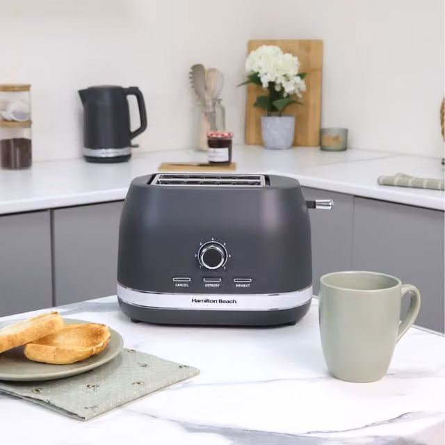 Hamilton Beach 2 Slice Toaster in Black and Anthracite with Cable Storage