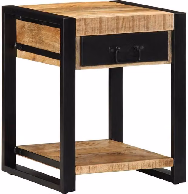Berkfield Home Rustic Brown Mango Wood Side Table, W/D/H: 40 x 40 x 50 cm