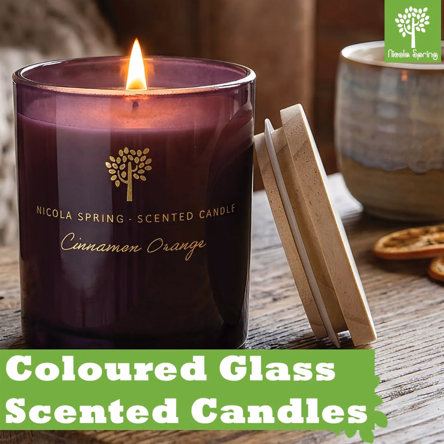 Nicola Spring Lemongrass Scented Soy Wax Table Candles, Pack of 3, Transparent Glass Jars – 4