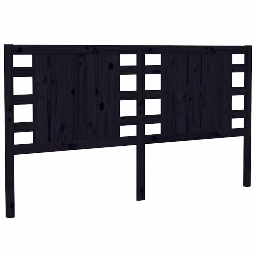 Berkfield Home Black Solid Pine Wood Headboard, W: 146 cm, D: 4 cm, H: 100 cm – 3