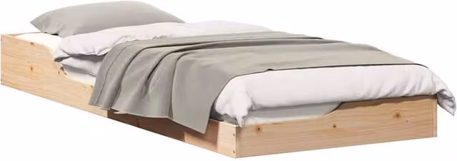 Berkfield Home Modern Floor Bed Frame in Brown and Beige, Solid Pine Wood, W: 90 cm, D: 220 cm