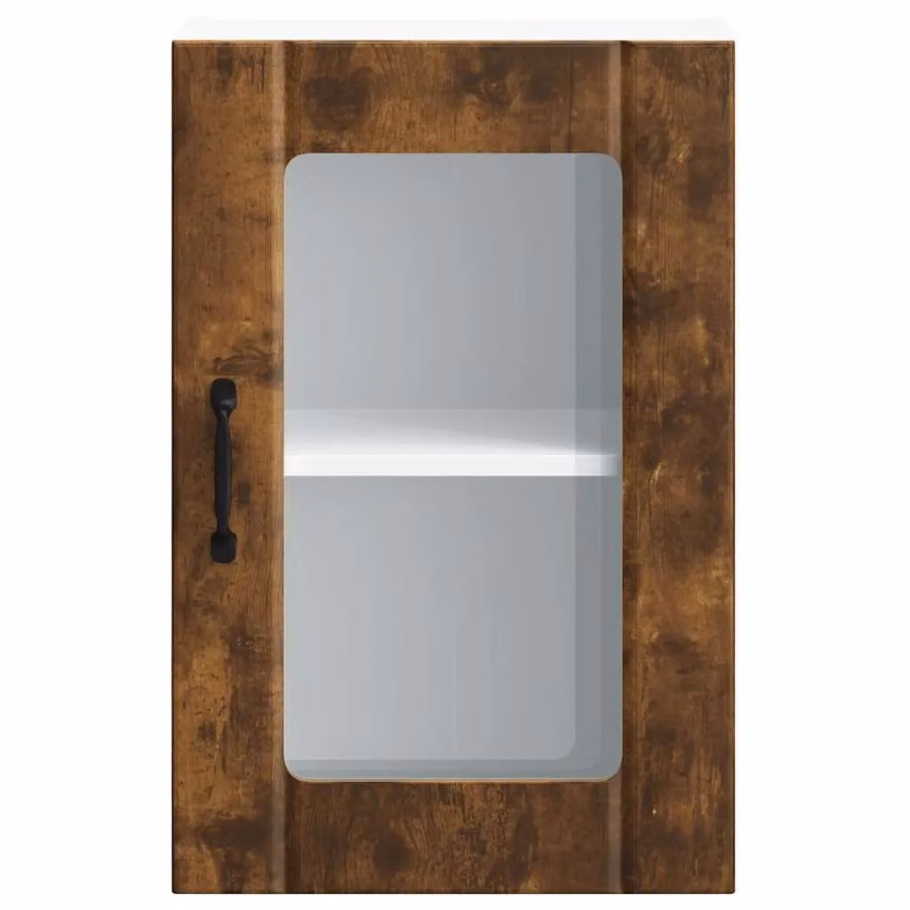 Berkfield Home Lucca Kitchen Wall Cabinet with Smoked Oak Glass Doors in Brown – 4