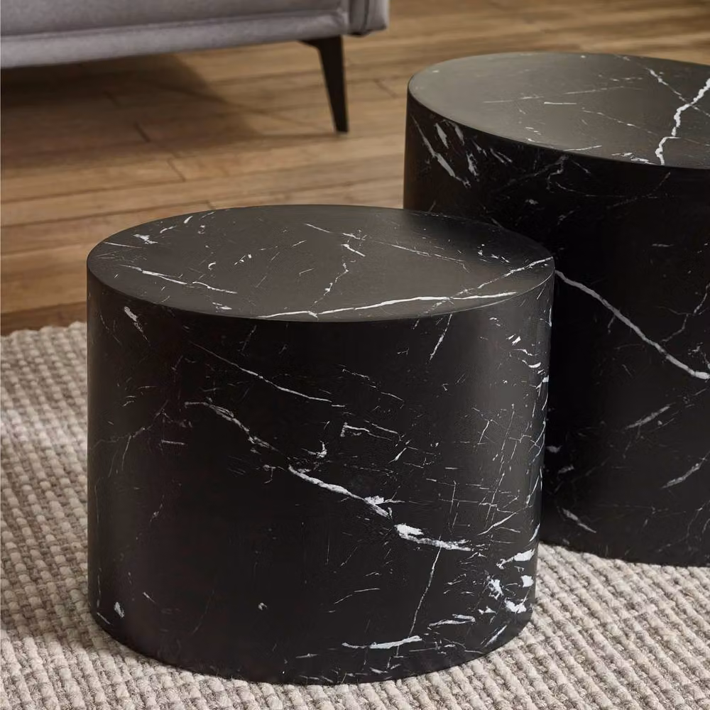 Cheshire Sorrento Nest of 2 Oval Tables in Black Marble Effect – 5