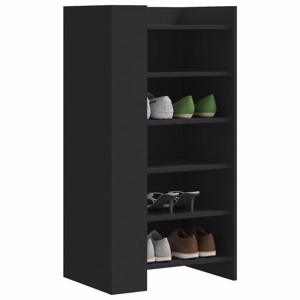 Berkfield Home Modern Black Shoe Cabinet with Internal Shelves, W/D/H: 52 x 37.5 x 100 cm – 2