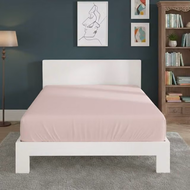 Snug City Double Polycotton Extra Deep Fitted Sheet in Pink, W/D/H: 140 x 200 x 40 cm