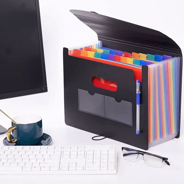 VOGREX A4 Expanding File Accordion Folder Organiser in Black