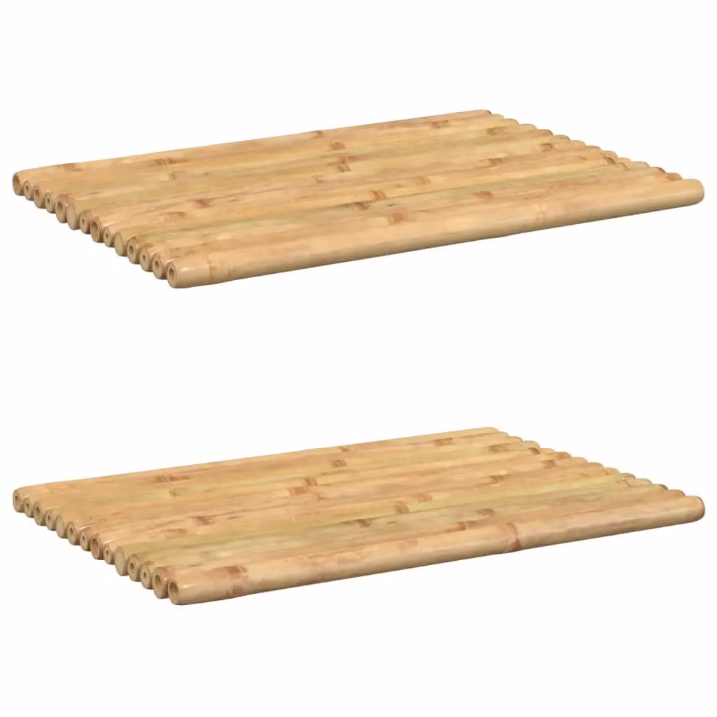 Berkfield Home Bamboo Bath Mats, 2 Pack, Brown, W: 50 cm, D: 35 cm – 2