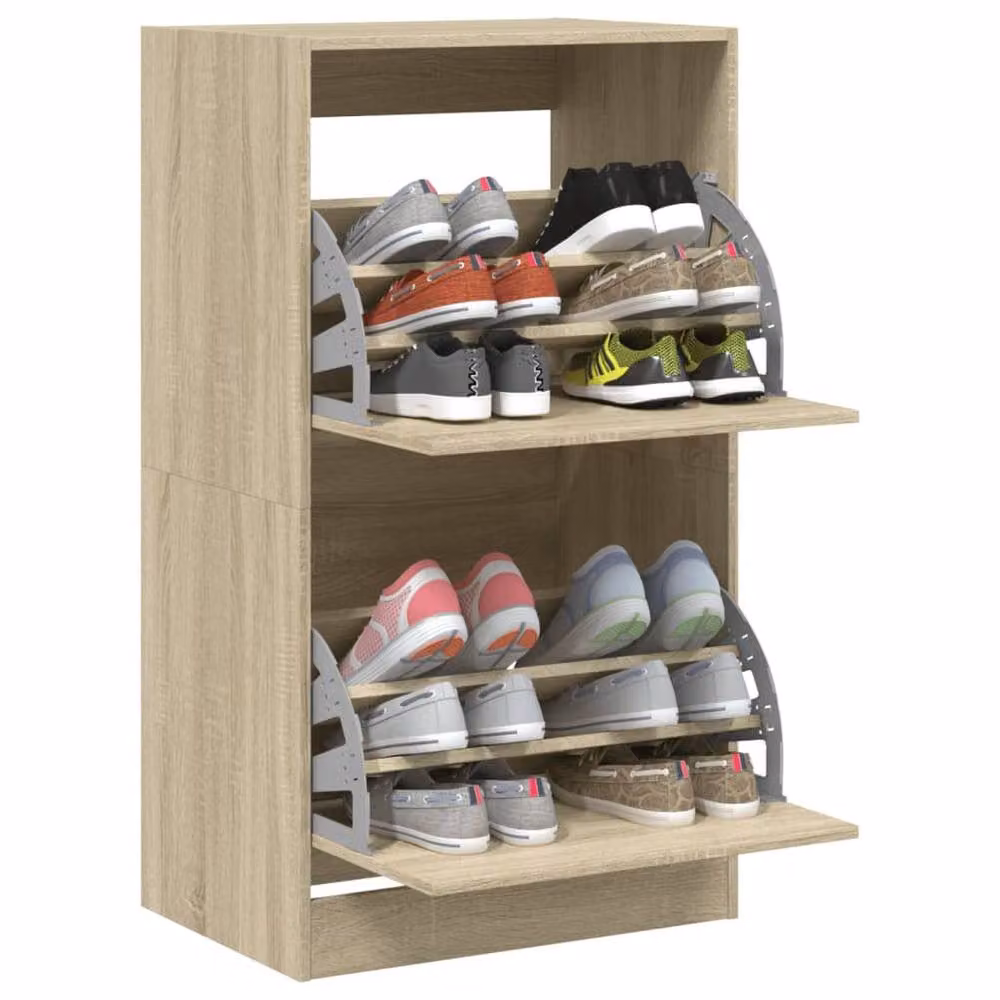 Berkfield Home Modern Shoe Cabinet in Sonoma Oak, Light Brown, W/D/H: 60 x 42 x 108 cm – 2